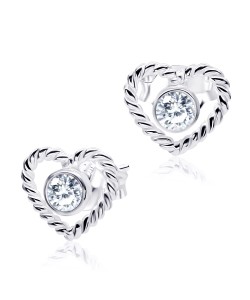 Heart Shaped with CZ Stone Stud Earring STS-2925